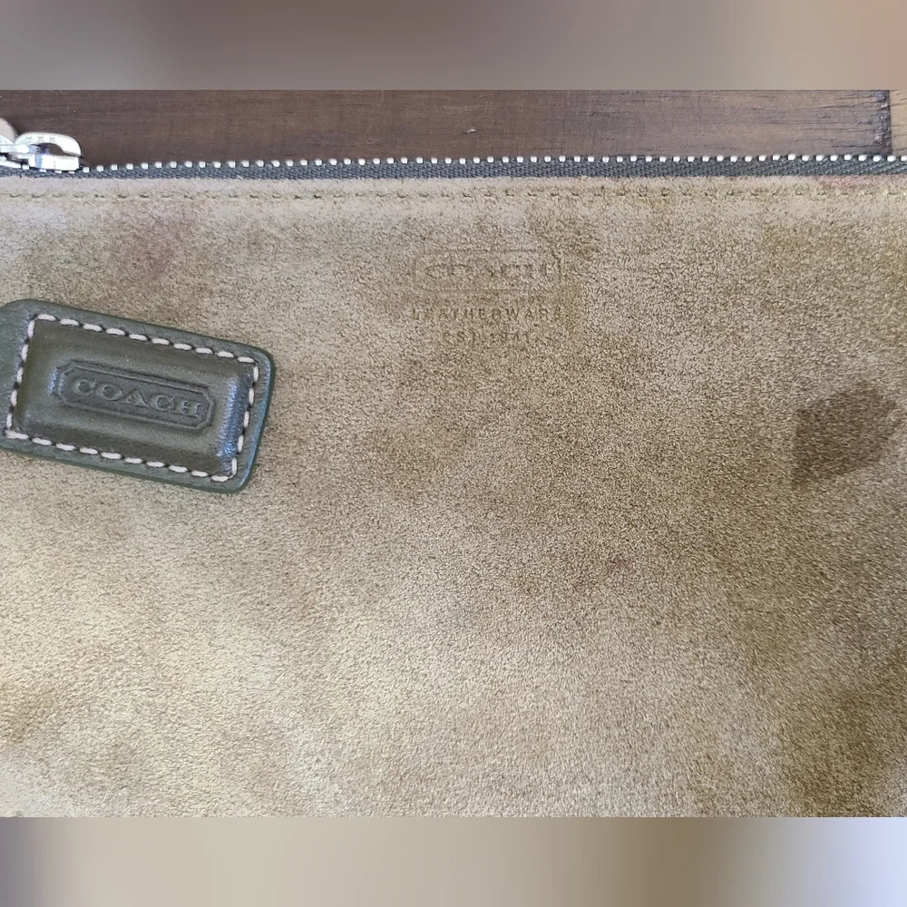 Coach Suede Olive Green Wristlet - Picture 3 of 10